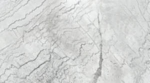 Antique White marble slab, polished finish, white with rippling gray bands and a darker gray vein