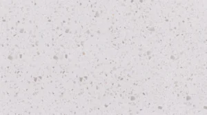 Polished Arctic White quartz slab, bright white with translucent white and soft gray chips