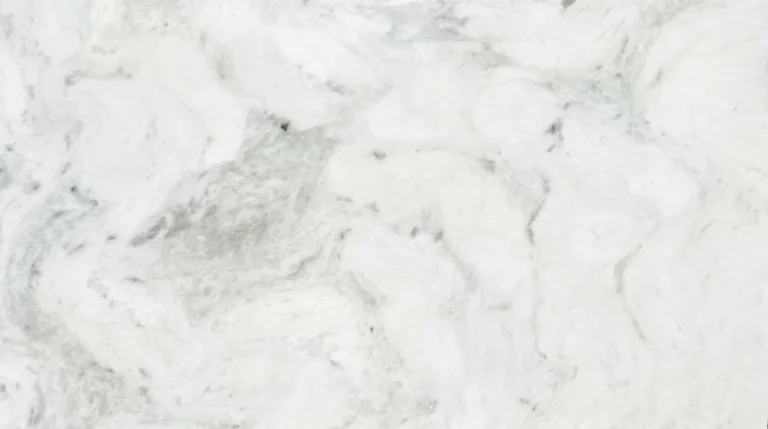 Bianco Olinda marble slab, polished finish, soft white with gentle gray and gray-green clouds