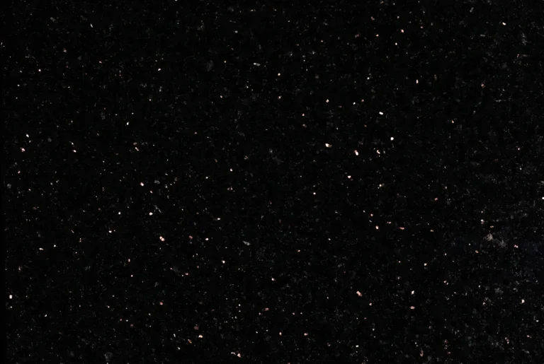 Black Galaxy granite, polished finish, close-up of the stone