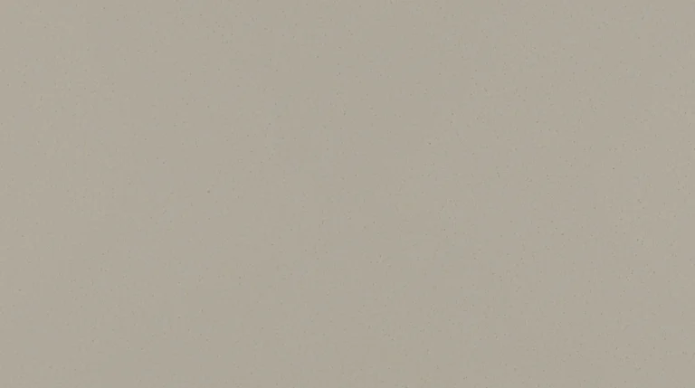 Polished Cemento Grey quartz slab, even warm greige with a fine subtle speckle
