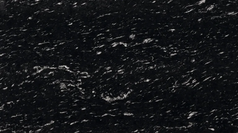 Cheyenne Black granite, brushed finish, close-up of the stone