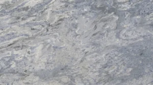 Polished Crystal Blue dolomite slab, blue-gray and white crystalline swirls
