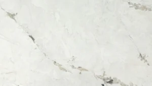 Dekton Bering slab, polished finish, snowy white with stone-gray veins