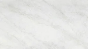 Dekton Inuk slab, polished finish, glacier white with soft veiled gray-green veins