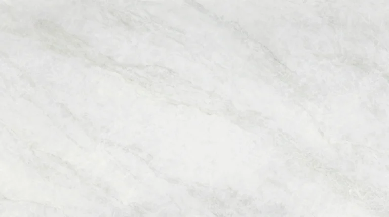 Dekton Inuk slab, polished finish, glacier white with soft veiled gray-green veins