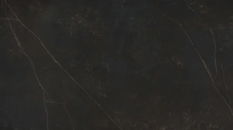 Dekton Kelya matte slab, deep black with fine white veins
