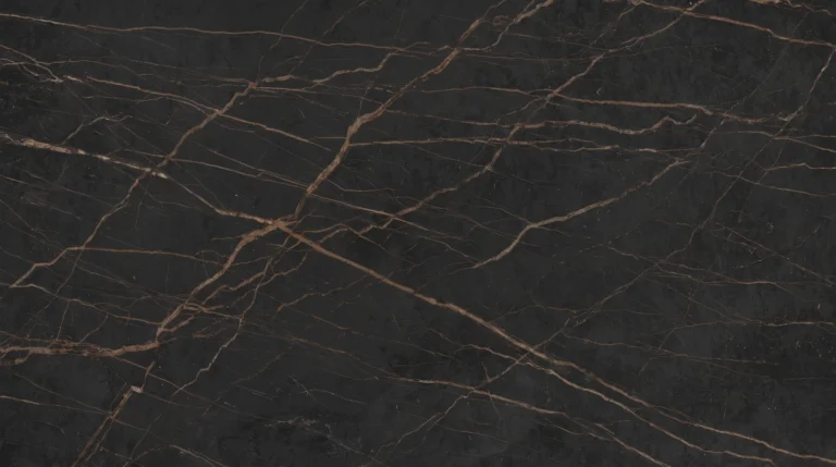 Dekton Laurent matte slab, black with golden veins
