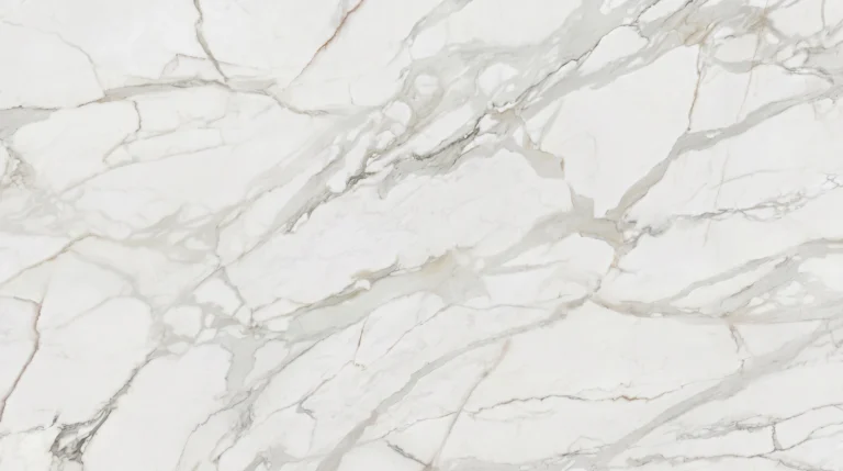 Dekton Morpheus white marble look slab with warm gray veins, velvet finish