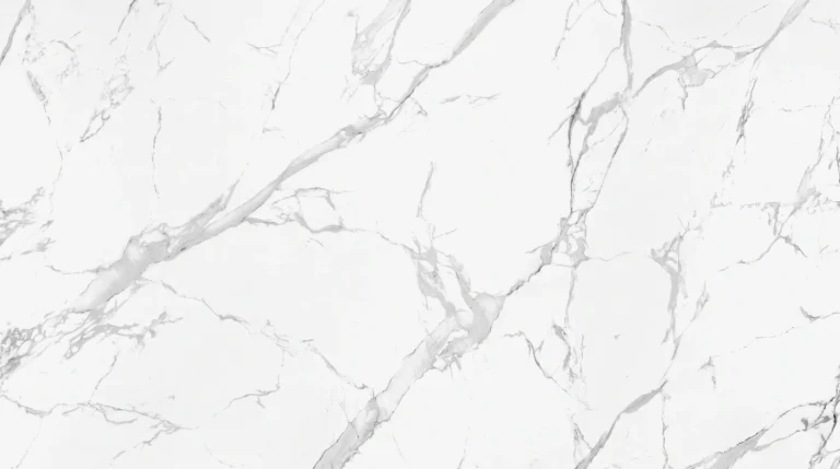 Dekton Natura polished slab, bright white with gray veins