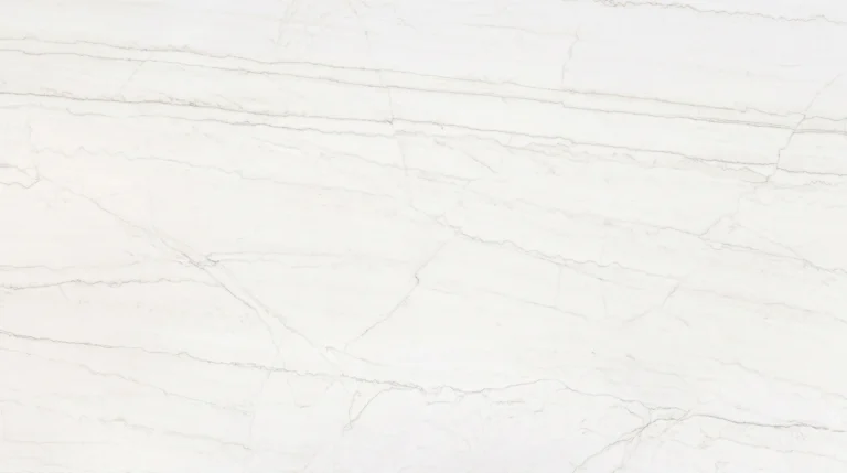 Dekton Neural soft white slab with fine horizontal veins, velvet finish