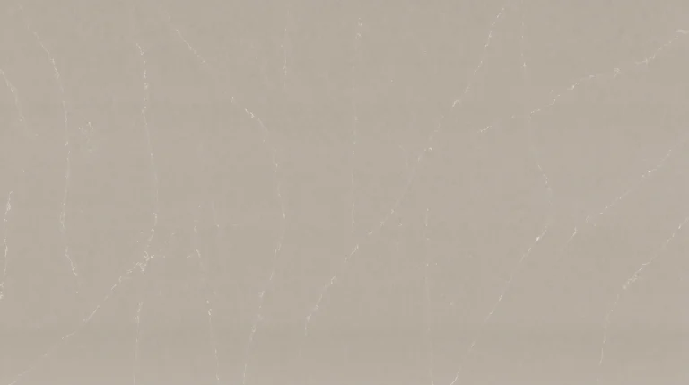 Polished Silestone Desert Silver slab, warm greige with fine white veins