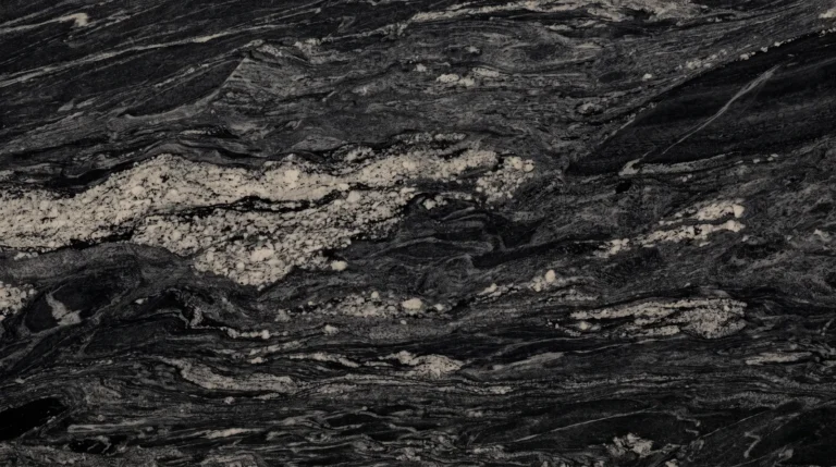 Espresso granite, polished finish, close-up of the stone