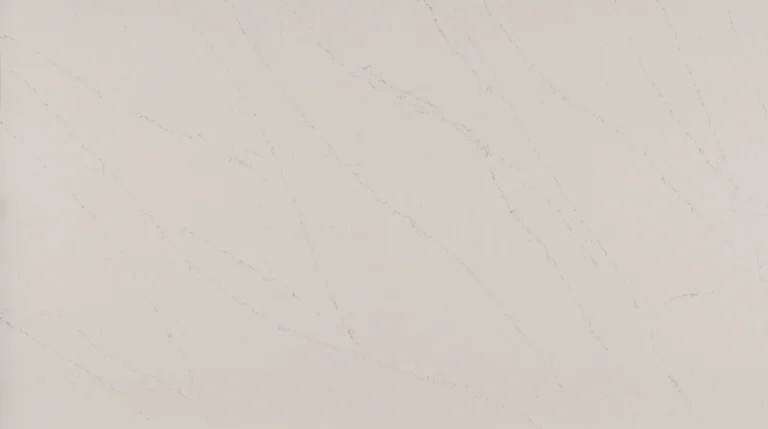 Polished Silestone Et. Statuario slab, soft white with delicate gray veins