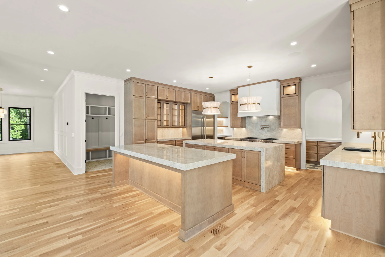 Two-island kitchen and scullery, another view