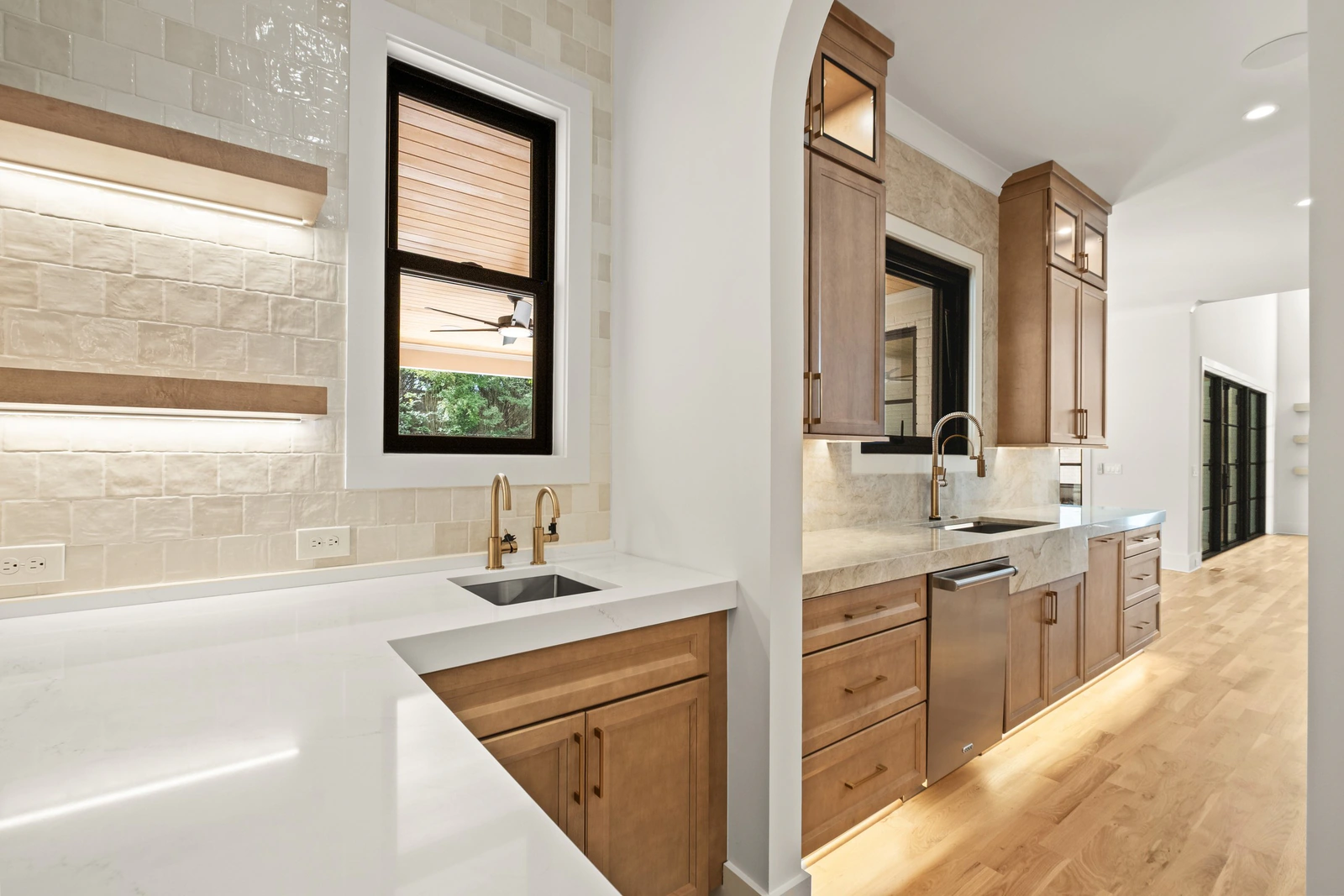 Two-island kitchen and scullery, another view