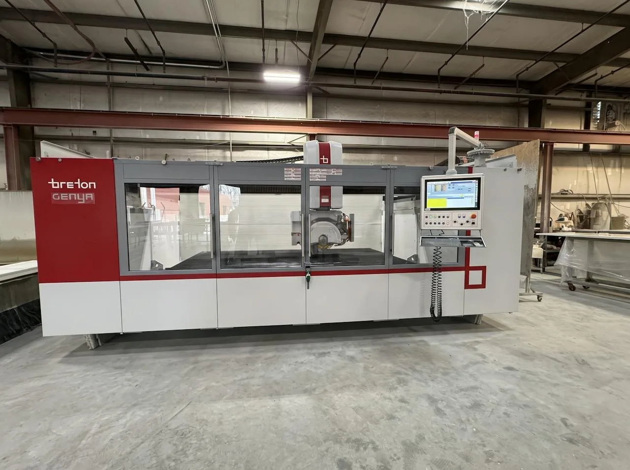 Breton Genya CNC stone machine in the GA Granite fabrication shop