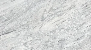 Shadow Storm marble slab, polished finish, white with soft gray clouds and long sweeping gray bands