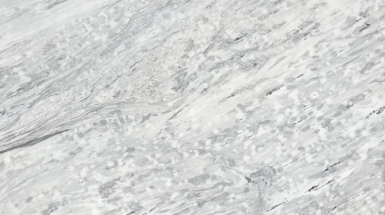 Shadow Storm marble slab, polished finish, white with soft gray clouds and long sweeping gray bands