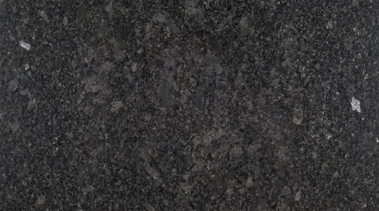 Polished Steel Grey granite slab, dark charcoal with silver-gray crystals