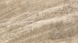 Taj Mahal quartzite slab, polished finish, warm beige and cream with soft flowing bands
