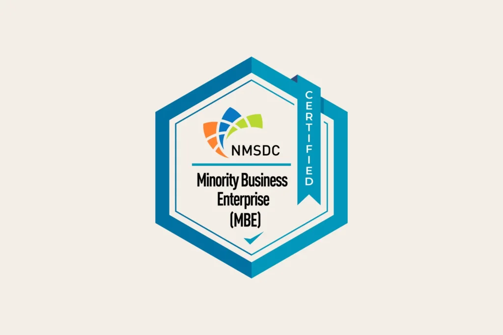 NMSDC certified Minority Business Enterprise (MBE) badge